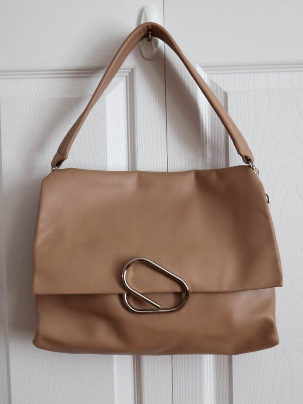 3.1 Phillip Lim Alix Soft Flap Shoulder Bag Ultrasoft Leather Camel Tan 13"W